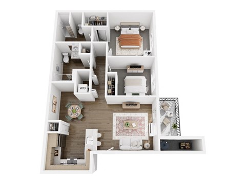 2 Bed 2 Bath Floor Plan at The Arvon, Vancouver, 98662